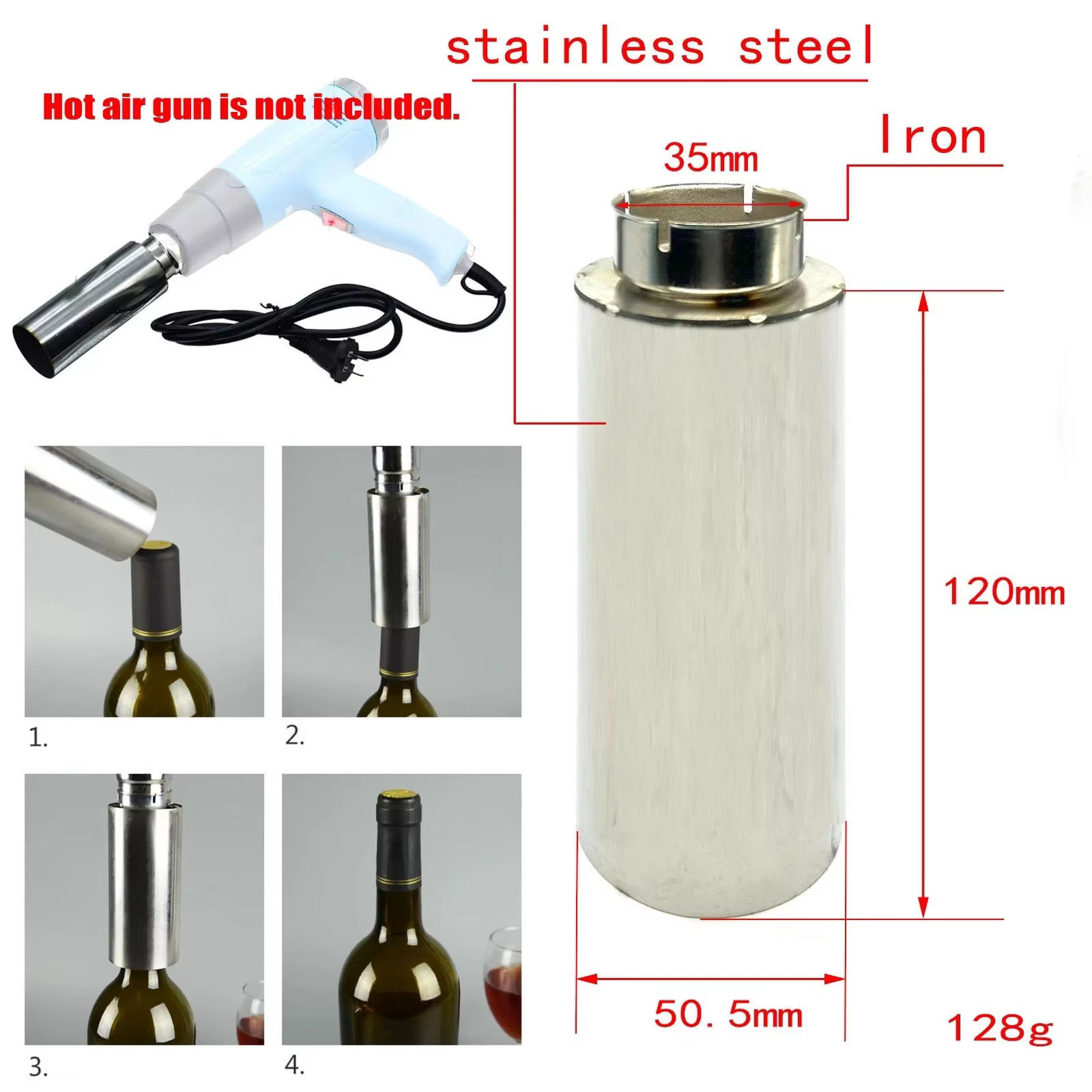 Heat Gun Embossing - PVCワインキャップ熱収縮キャップシーリングマシン赤ワイン熱収縮キャップシーラーワイン熱風ガンエアノズル