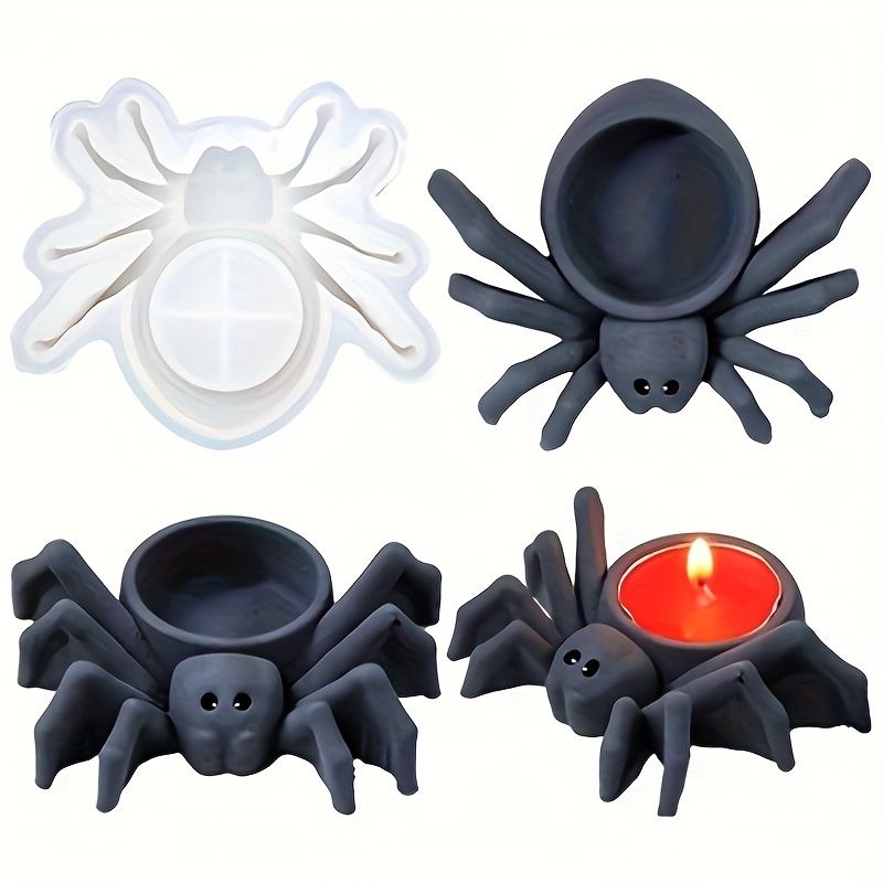 Candle Making Design - スパイダーキャンドル用シリコンモールド、石膏と接着剤を使って香り付きキャンドルホルダーやハロウィンをテーマにしたホームデコレーションを作成するのに最適