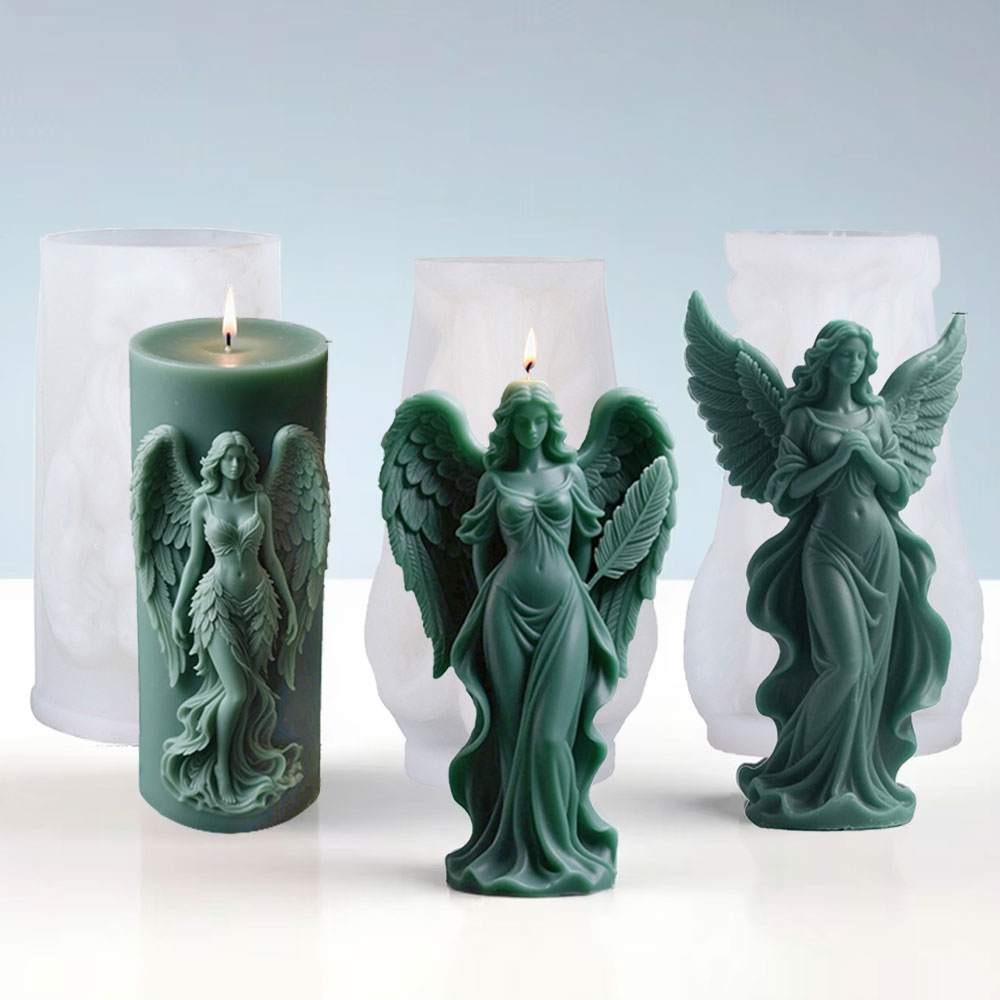 Candle Making Reno - 翼女神香りのシリコーンキャンドルモールド DIY 祈り天使の彫刻石膏樹脂モールド女性キャンドル作成用品家の装飾