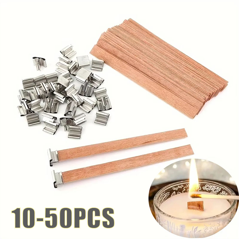 Wood Wick Crackle - 1-5袋入り クラックリング木製キャンドル芯 サステイナー付き 天然エコフレンドリー芯芯 ソイワックスアロマセラピーキャンドル作り用