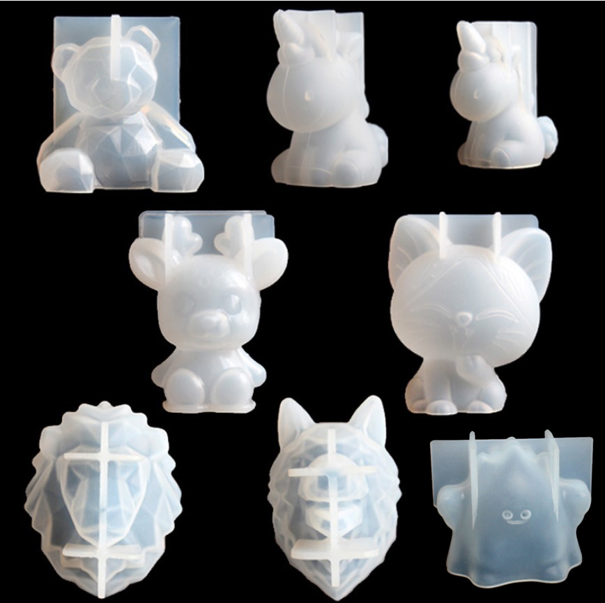 Candle Making Tutorial - 透明ユニコーンシリコーンエポキシ樹脂金型ジオメトリクマウサギ型動物アロマキャンドル作成フォーム装飾ツール