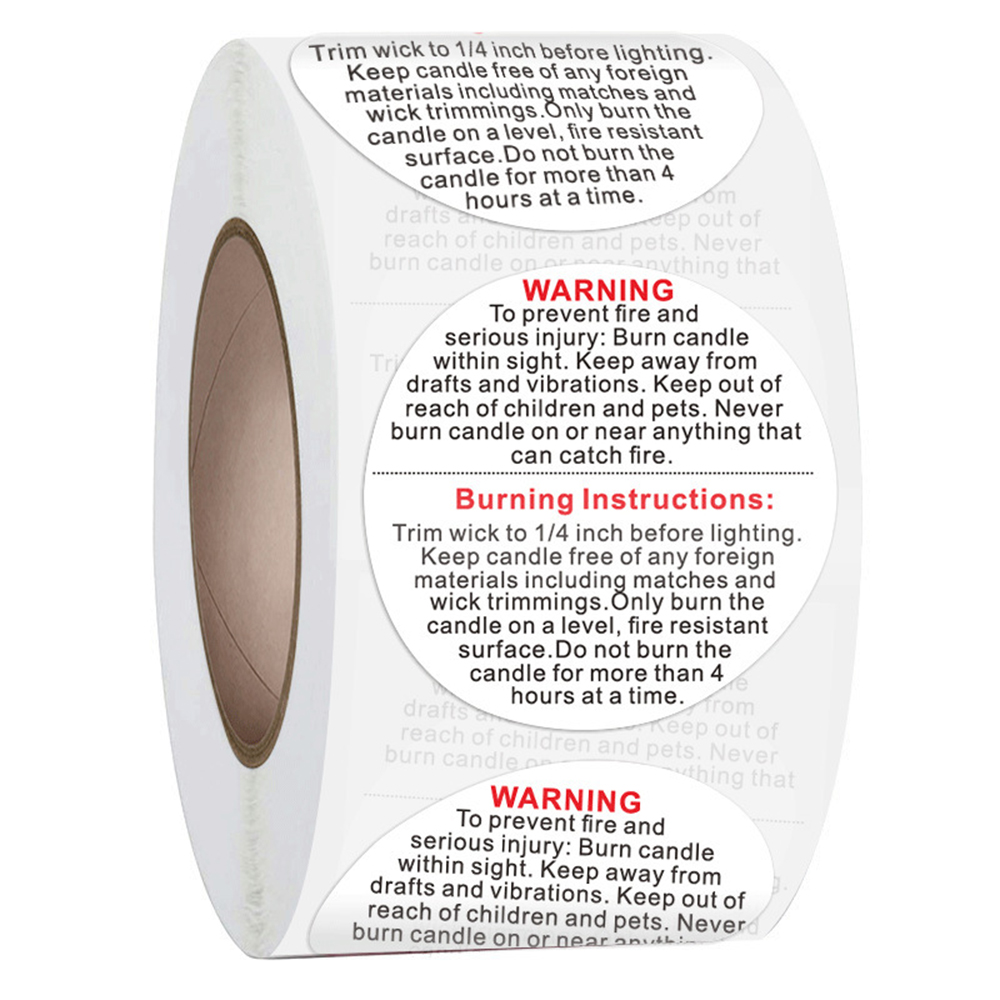 Candle Warning Label - キャンドルジャーコンテナラベル、ワックスモート安全ステッカー、ラウンド警告ステッカー、ジャー用デカール、1.5 