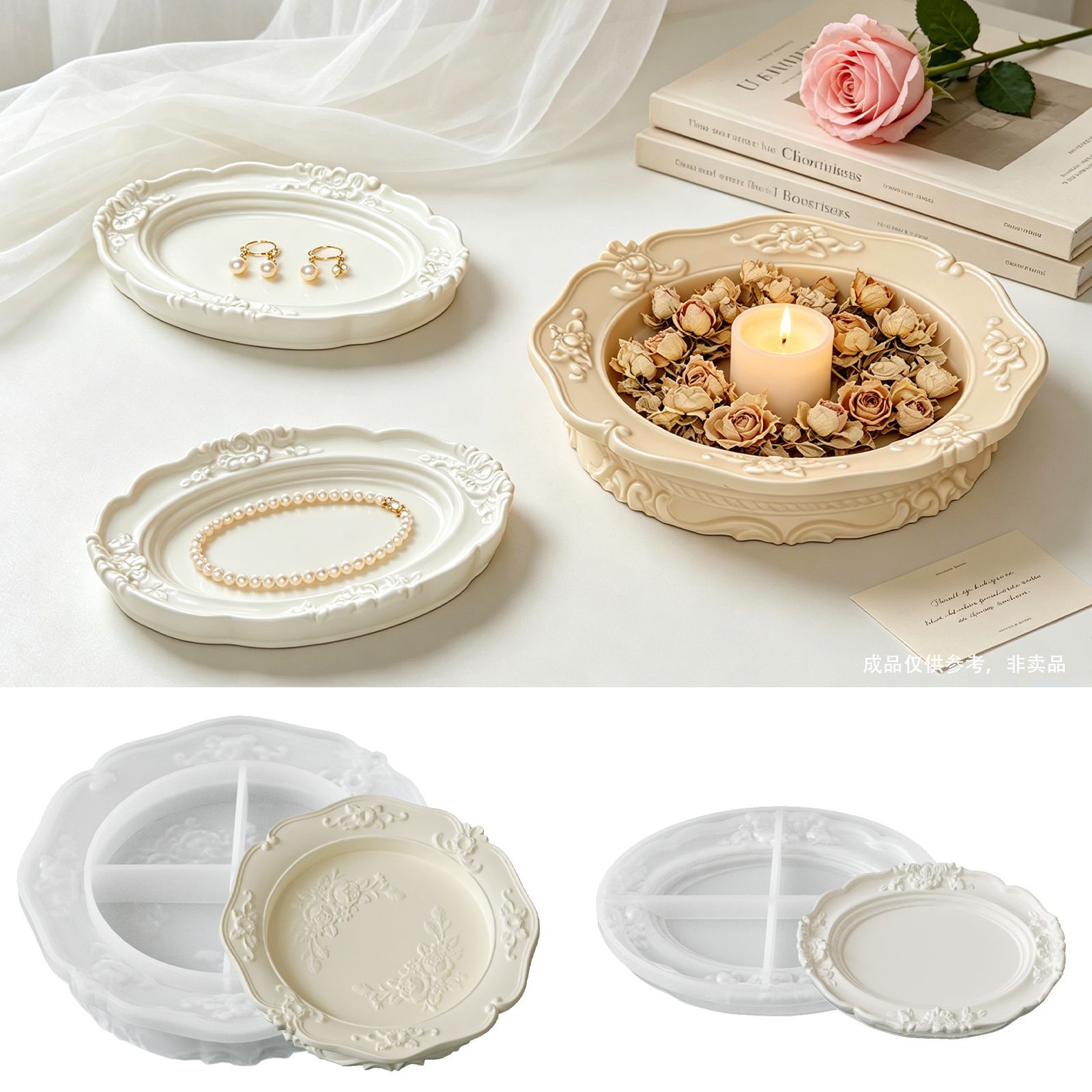 エレガントなヴィンテージバロックレースシリコンモールド、丸型 - Candle Making Moulds のレビューと価格