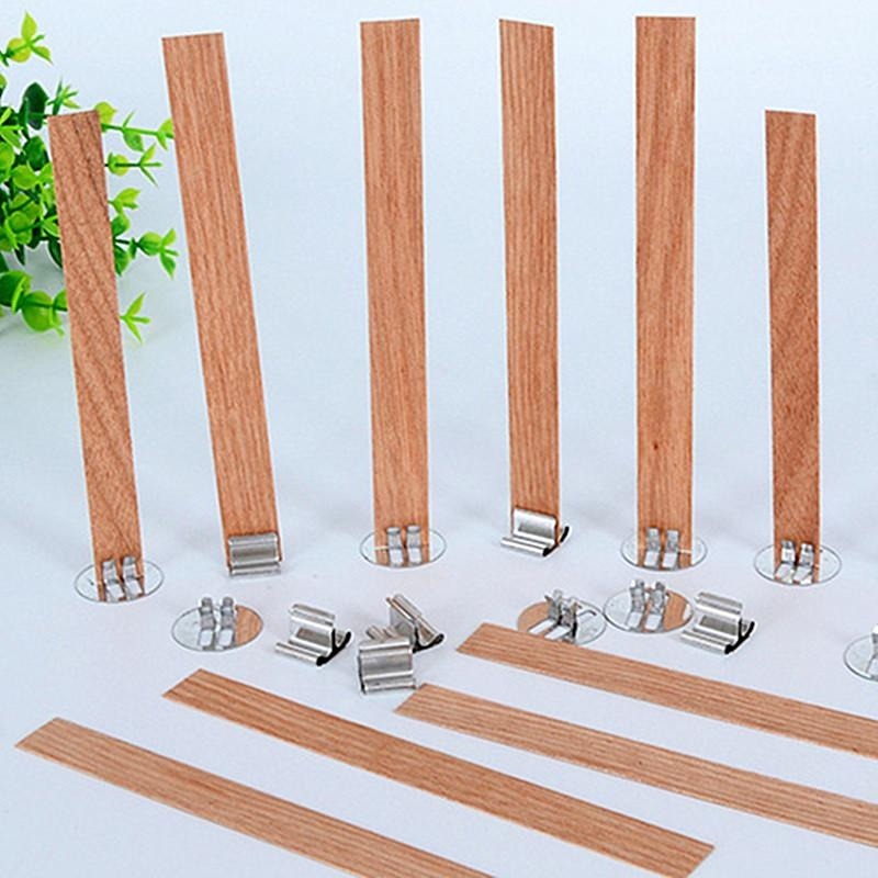 40 個の木製キャンドル芯セット クリップベース付き 無煙パ - Wood Wick Crackle のレビューと価格