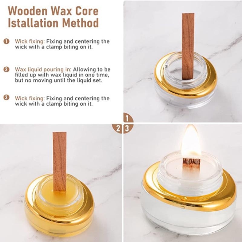 40 個の木製キャンドル芯セット クリップベース付き 無煙パ - Wood Wick Crackle のレビューと価格