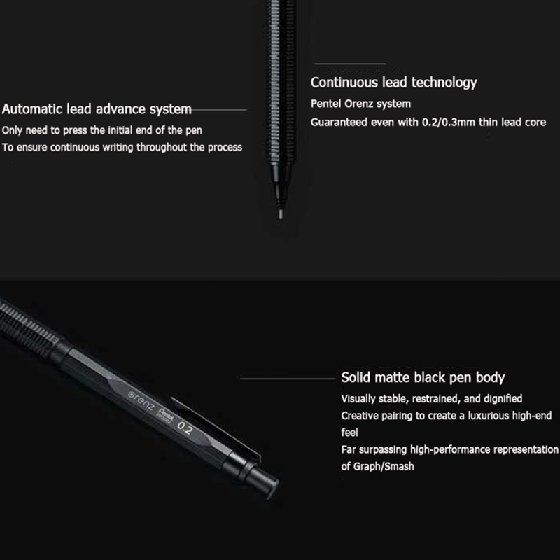 ぺんてる プロフェッショナルペンシル オレンズネロ 0.2  - Pentel Pen Energel のレビューと価格