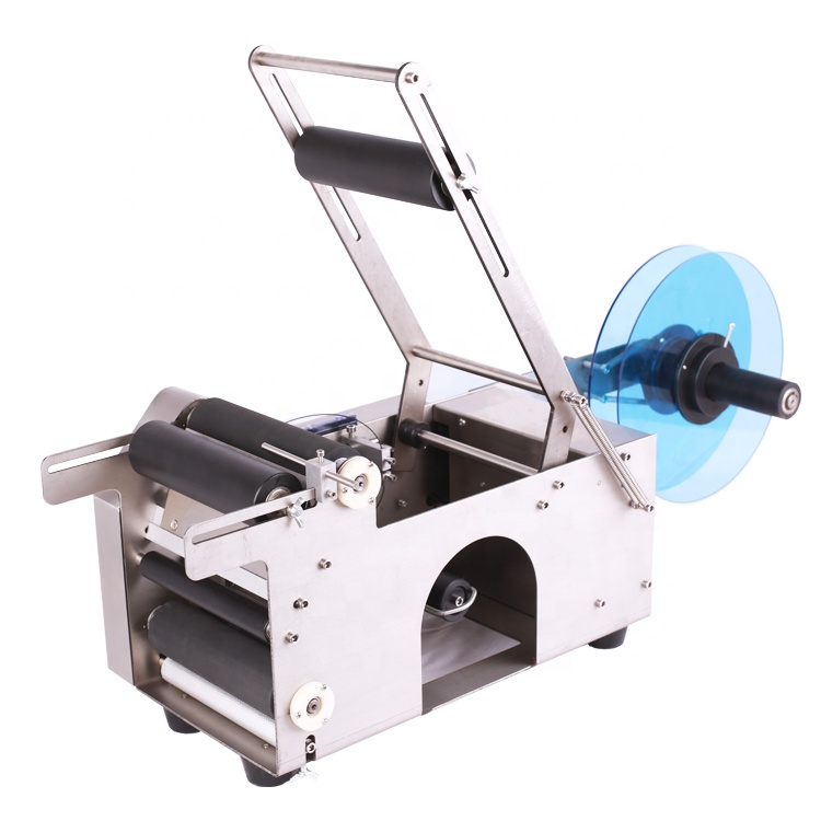 電動式半自動丸型ボトルラベルステッカー貼り機（木製缶・カート - Label Sticker Round のレビューと価格