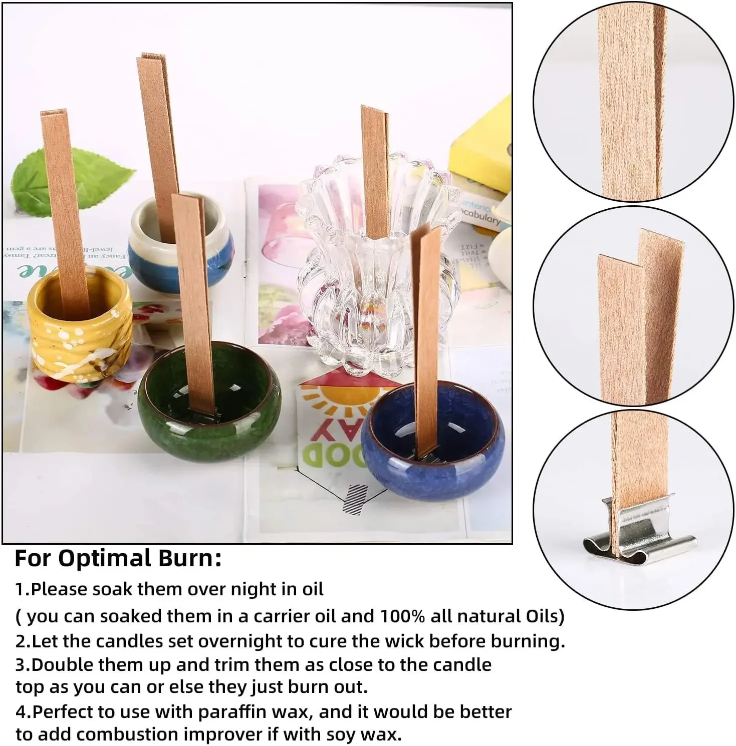 1-5袋入り クラックリング木製キャンドル芯 サステイナー付 - Wood Wick Crackle のレビューと価格