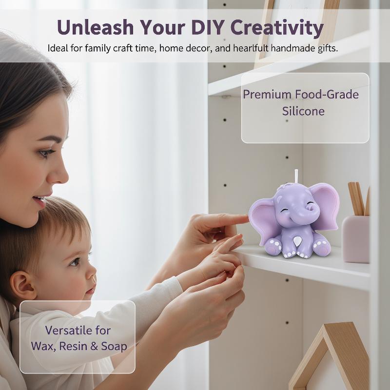 かわいい3D象型シリコンキャンドルモールド、簡単リリース、再 - Candle Making Moulds のレビューと価格