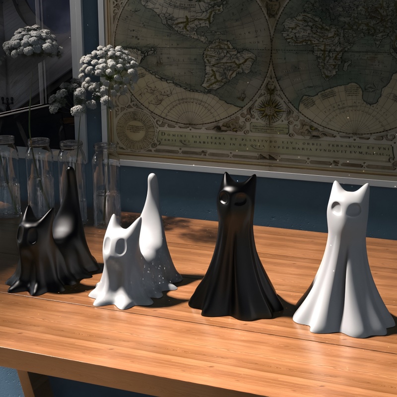ゴースト猫ハロウィンデスクトップ飾り石膏シリコーン型 DIY - Candle Making Tutorial のレビューと価格