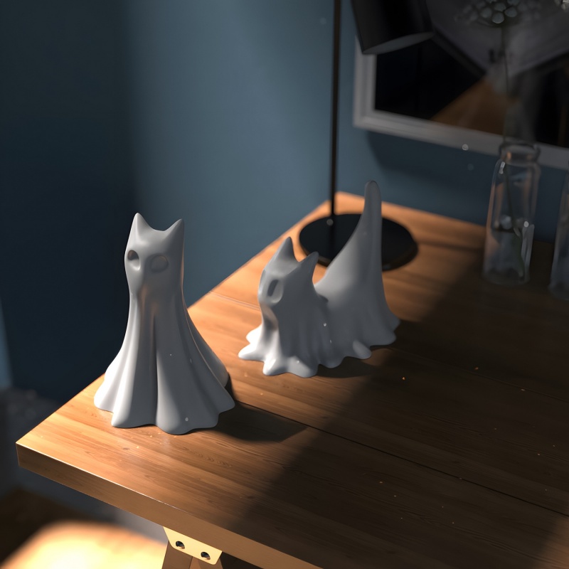 ゴースト猫ハロウィンデスクトップ飾り石膏シリコーン型 DIY - Candle Making Tutorial のレビューと価格
