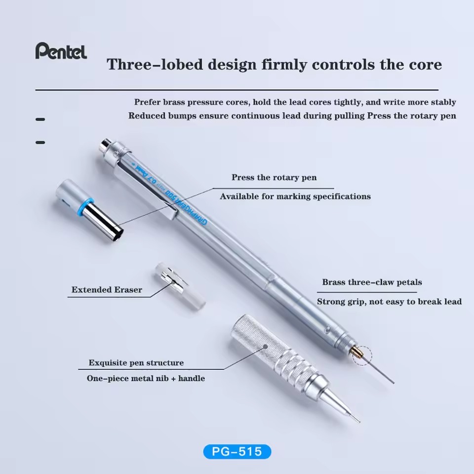 日本ぺんてるグラフギア製図金属シャープペンシル PG515  - Pentel Pen Energel のレビューと価格