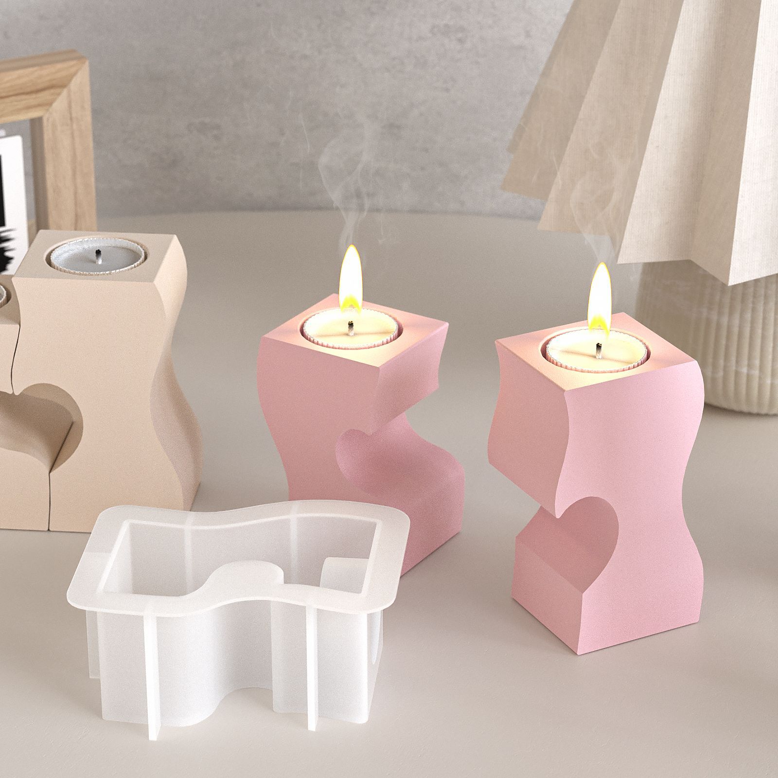 S ハート燭台シリコーン金型 DIY キャンドルホルダー石膏 - Candle Making Tutorial のレビューと価格