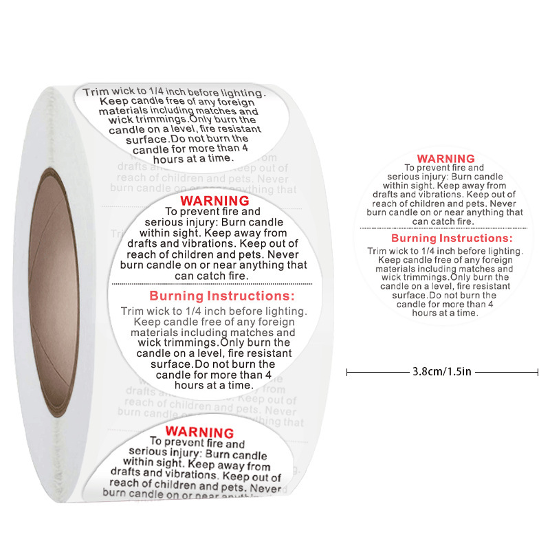 100-500 個 1 インチ英語警告ステッカーサークル指示 - Candle Warning Label のレビューと価格