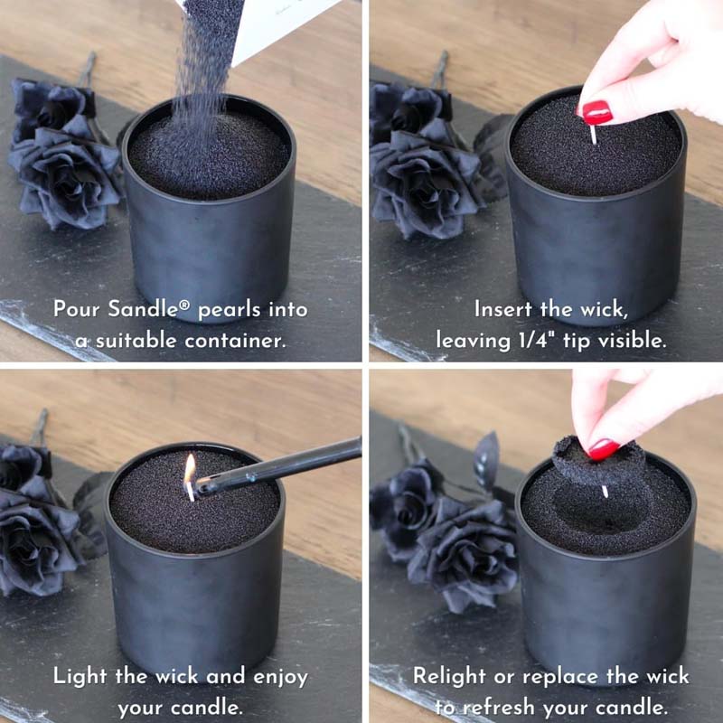 黒色のキャンドルサンド（芯付き）、200g、10個の芯付きパ - Candle Making Reno のレビューと価格