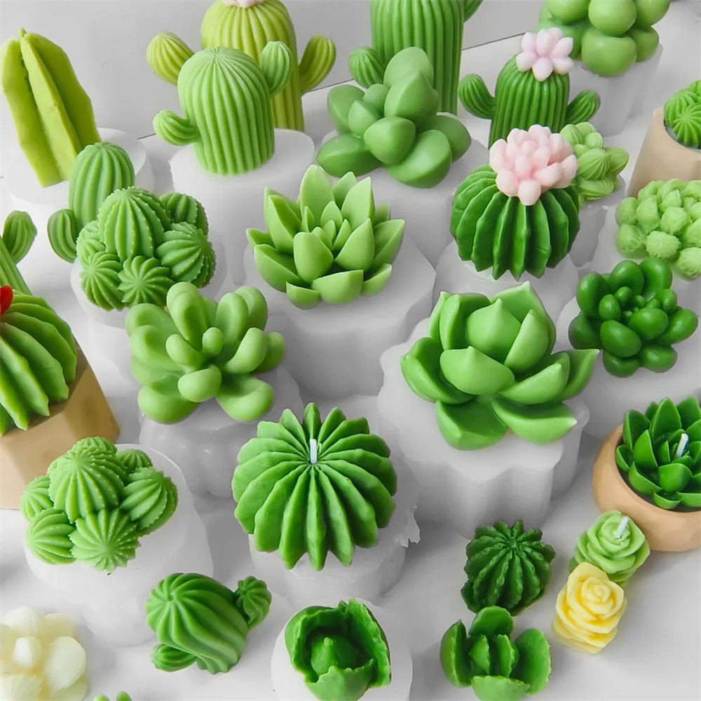 6個の多肉植物シリコンキャンドルモールド 3D多肉植物サボテ - Candle Making Reno のレビューと価格