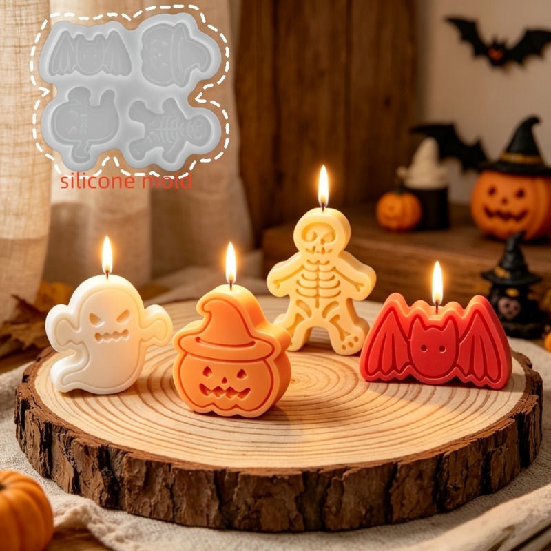 4つの空洞を持つシリコン樹脂型セット。DIY粘土の幽霊、カボ - Candle Making Design のレビューと価格